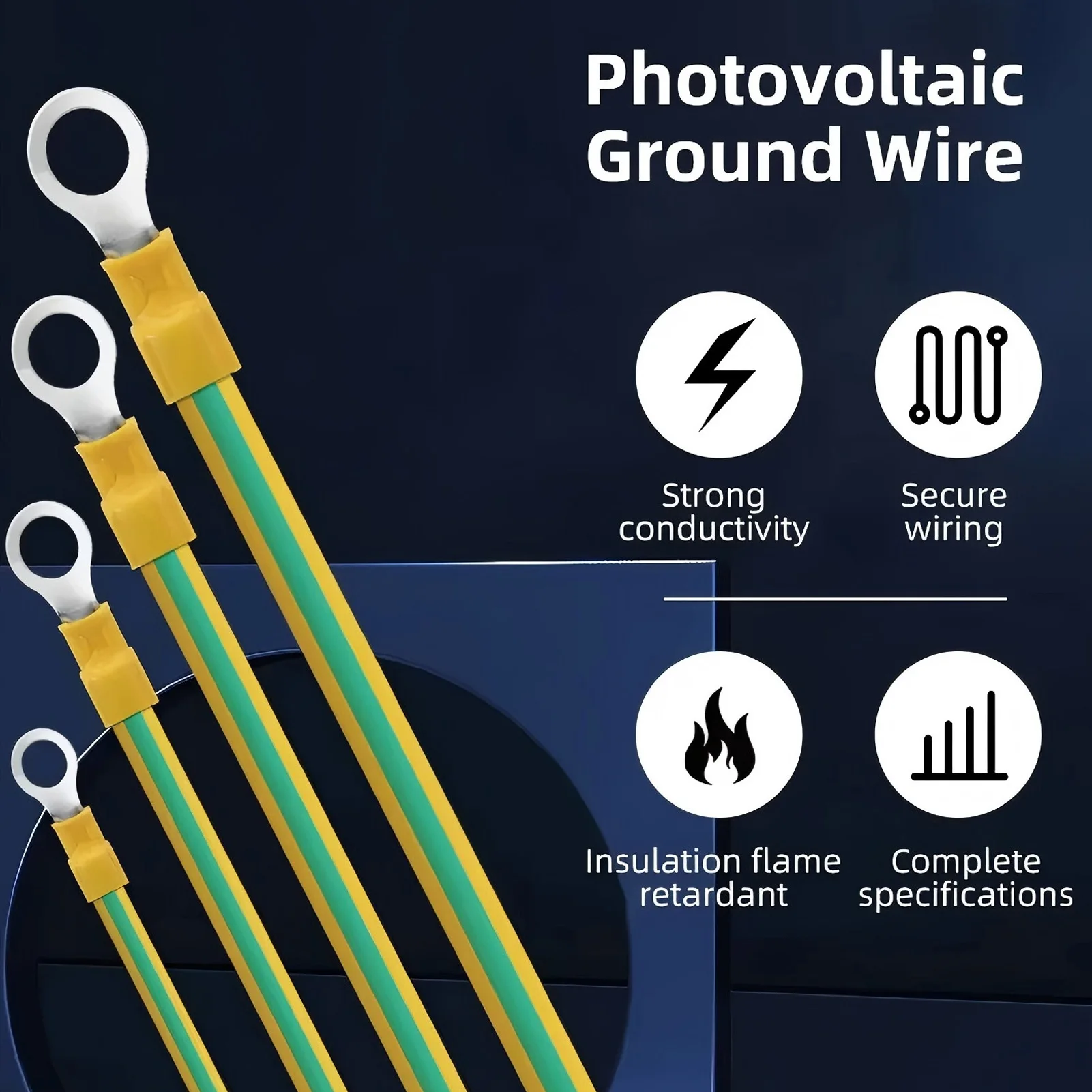 

12AWG 14AWG 10AWG Длина 30 см Мостовая перемычка Желто-зеленый заземляющий провод Солнечная фотоэлектрическая заземляющая проволока с медью