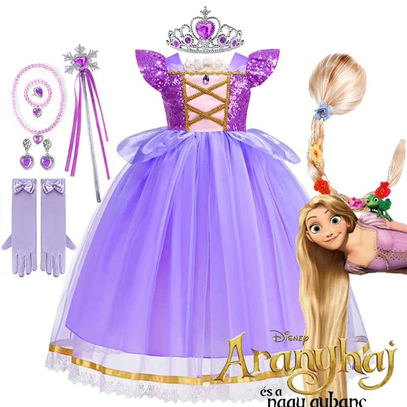 Princess Rapunzel Costume Party Fancy Flower Vestido New 2025 Christmas Party Birthday Carnival Dress Up Rapunzel Disguise Frock