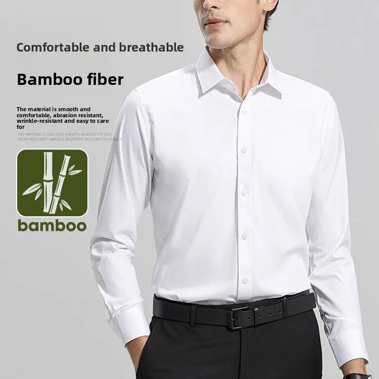 

Spring Autumn 2026 Men's Long Sve Busin Casual irt No ket White under irt Stand Fit Polyester Fiber Stand