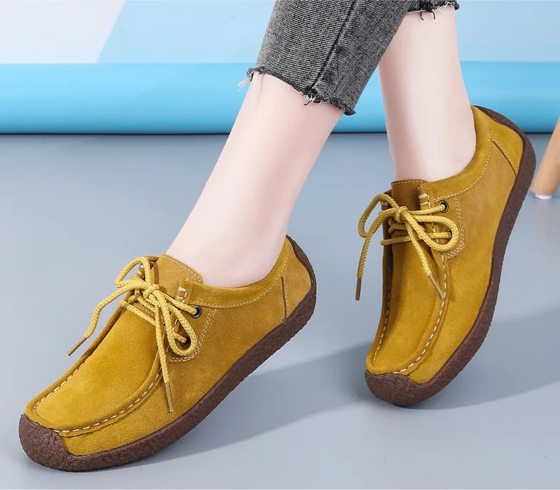 Women Flats Shoes Casual Sneakers Lady Moccasins Designer Loafers 2023 New Suede Leather Ladies Shoes Female Footwear Big Size