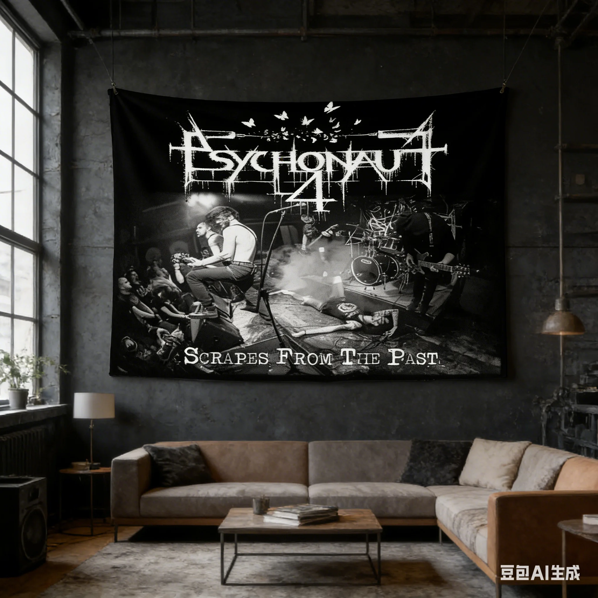 Psychonaut 4 Black Metal Tapestry Multiple Sizes Digital Print DSBM Depressive Music Polyester Bedroom Dorm Living Room Musician