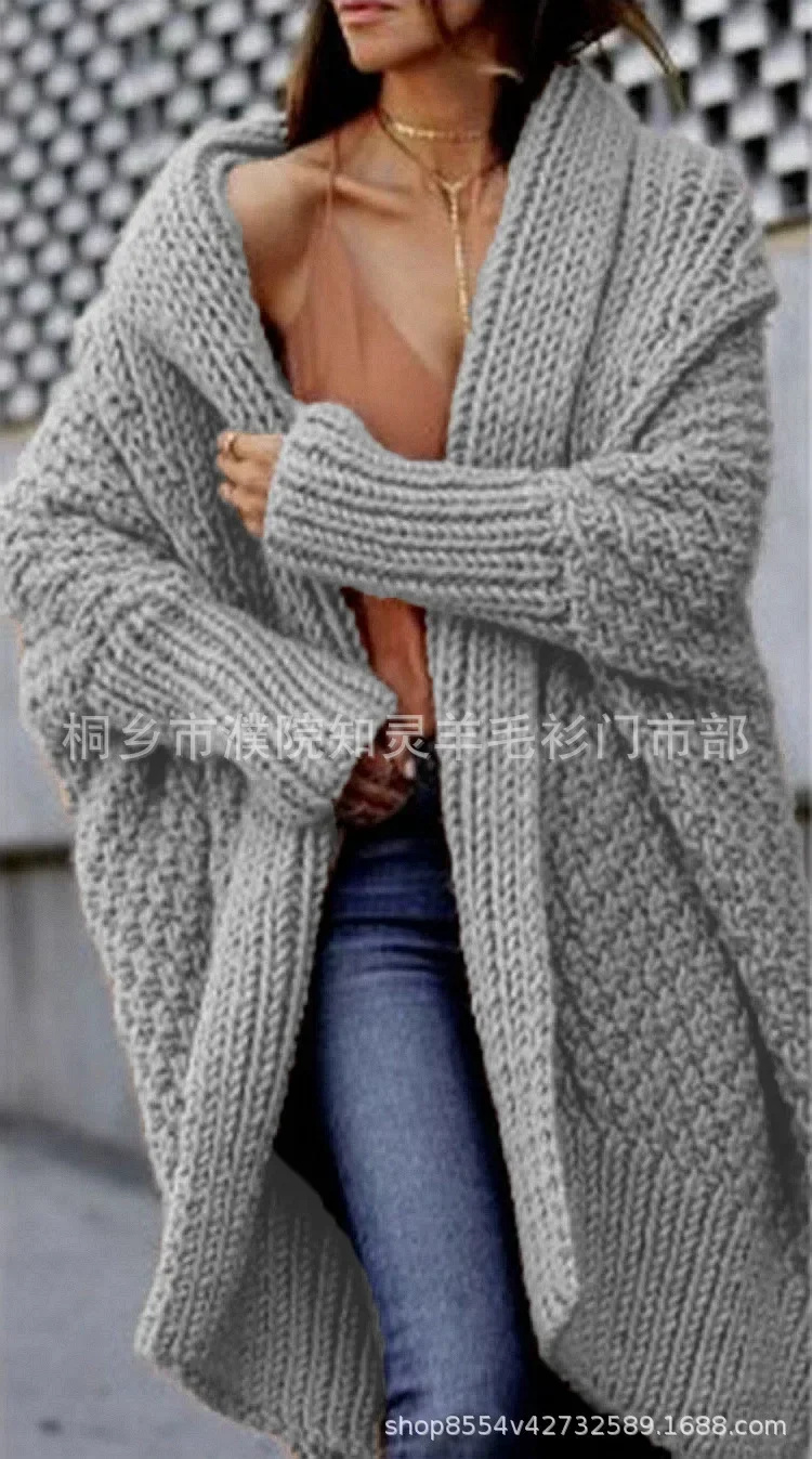 Long Cardigan Thick Knit Sweater Women Spring Autumn Maxi Short Soft Coat Pink Camel Long Knitted Jacket Jumpers Streeetwear