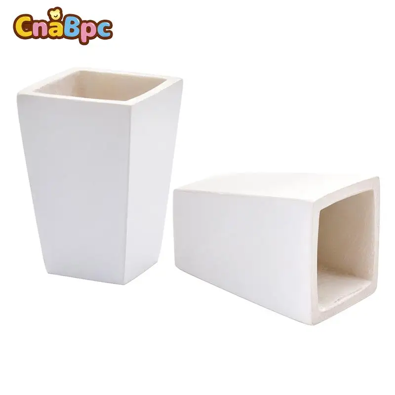 1/12 Dollhouse Miniature White Square Flower Pot Mini Potted Flower Pots Model Dolls House Home Garden Decor Accessories