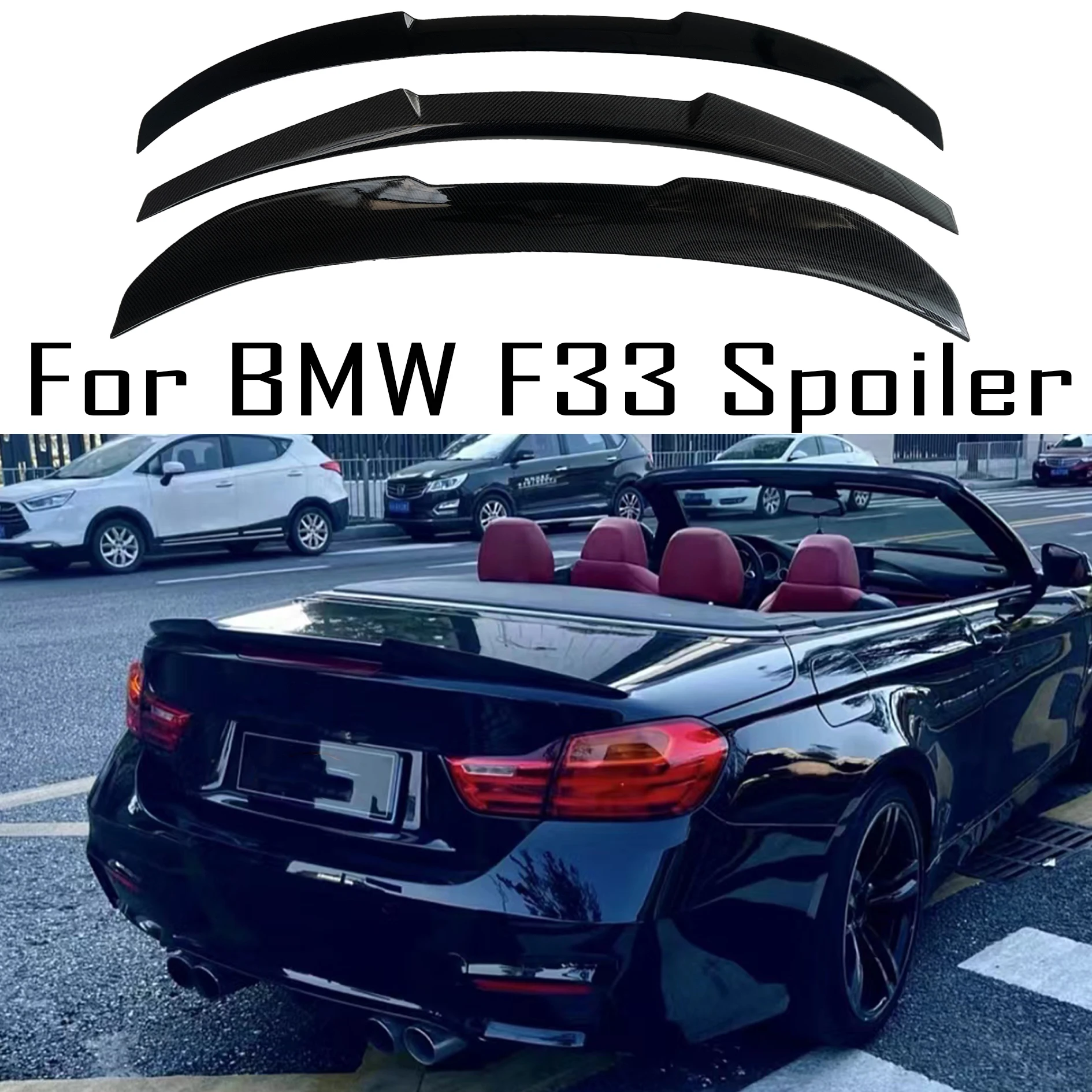 

For BMW 4 Series F33 2014-2020 420i 428i 435i 440i M4 PSM MP carbon fiber car modification, rear trunk lid spoiler glossy black