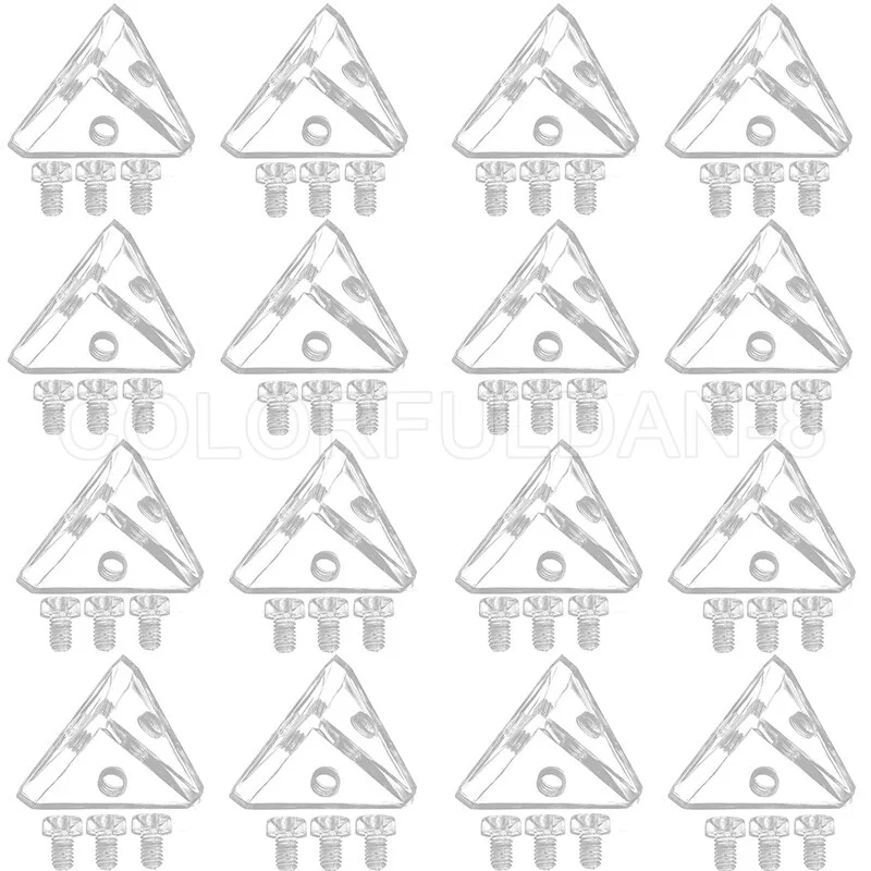 Wholesale 500PCS M4 Thread Clear Acrylic Corner Braces Triangle Display Cases Display Cases Assemble Joint Brackets+Screws