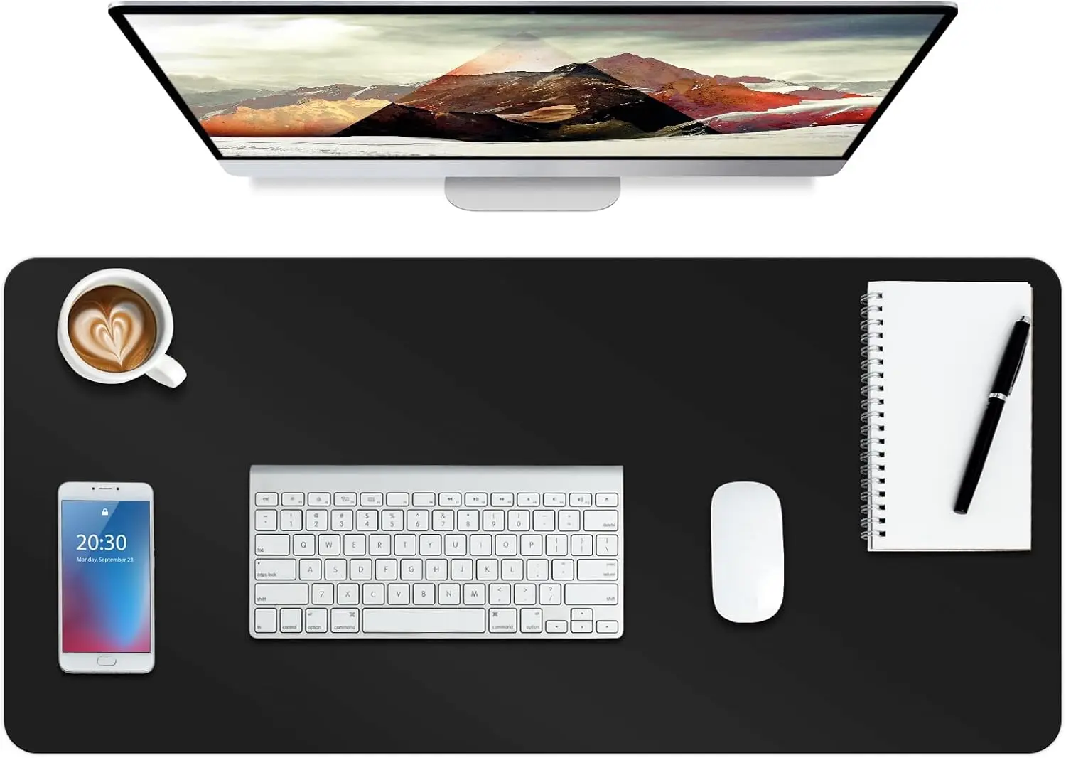 Leather Desk Pad Protector, Waterproof Office Mouse Mat, Writing Pad for Home & Office, 30x14in Black