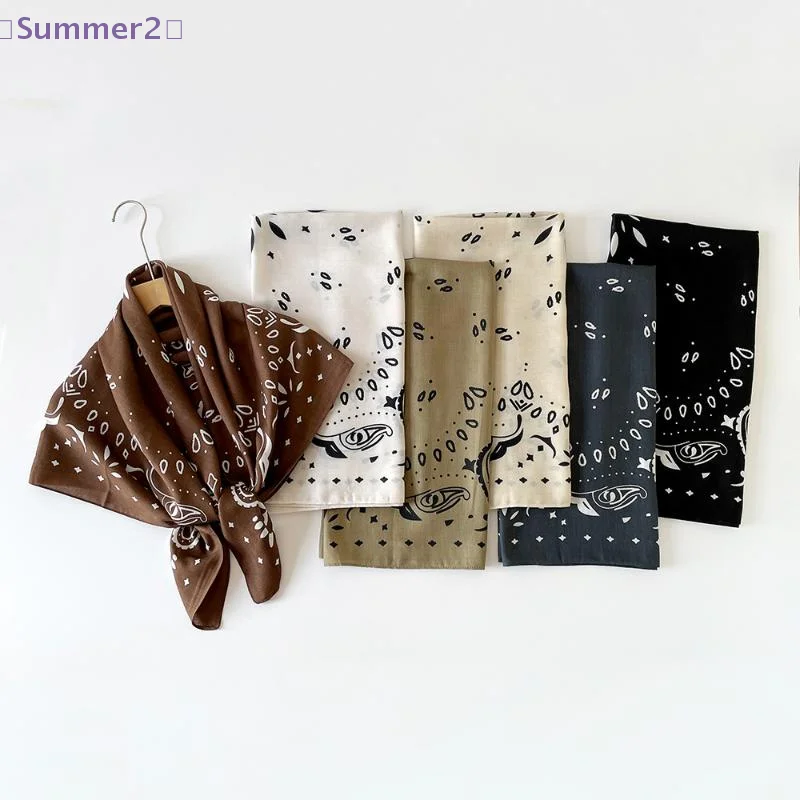 

【Xia2】Fashion Women Printed Head Scarf Luxury Female Soft Shawl Wrap Versatile Stylish Silk Scarf Summer Accessories{S}
