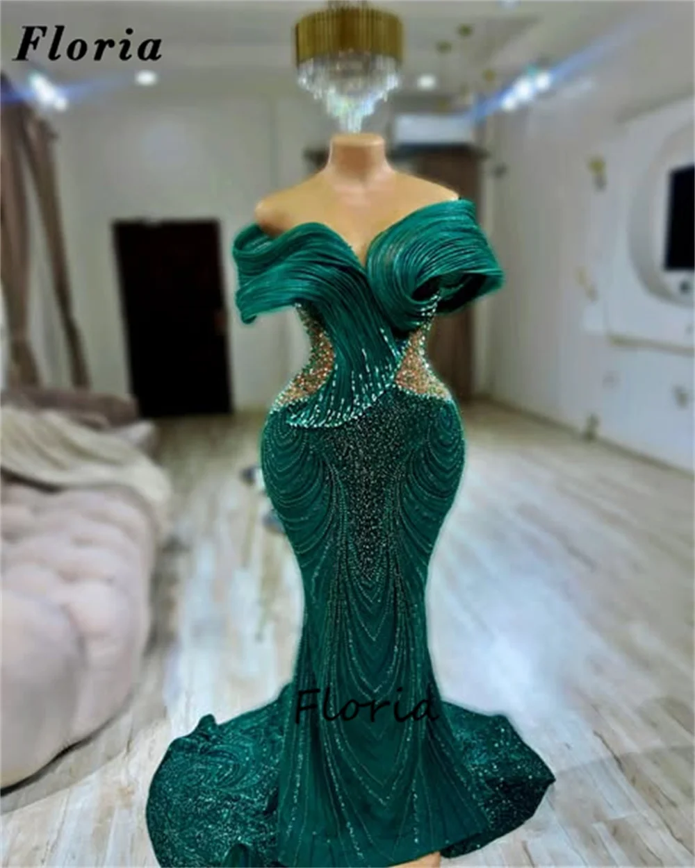 فساتين كوكتيل حورية البحر الخضراء من Aso Ebi فستان سهرة للنساء حسب الطلب