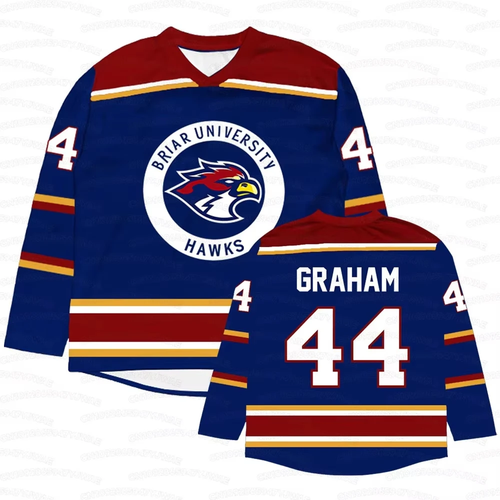 Camiseta de Hockey con Cuello en V y Manga Larga de la Universidad Briar, Modelo Summer Same Novel Off Campus, con los Números 44 de Graham, 22 de Logan y 66 de Di Laurentis