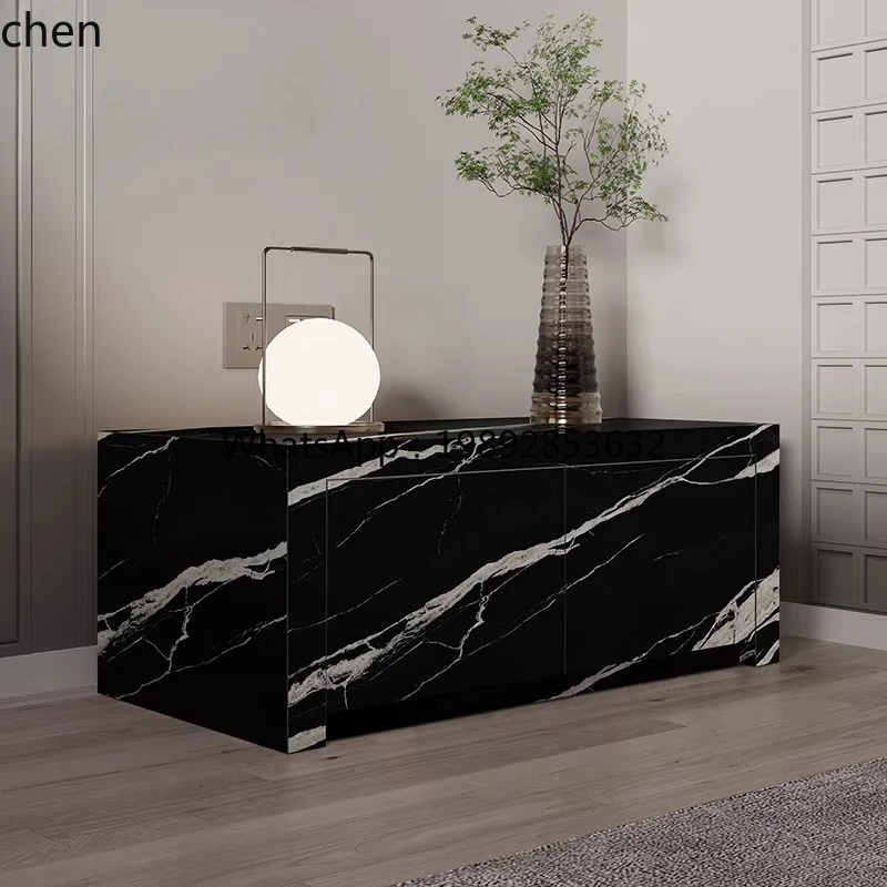 new minimalist full rock slab bedside table bedroom light luxury modern bedside table long