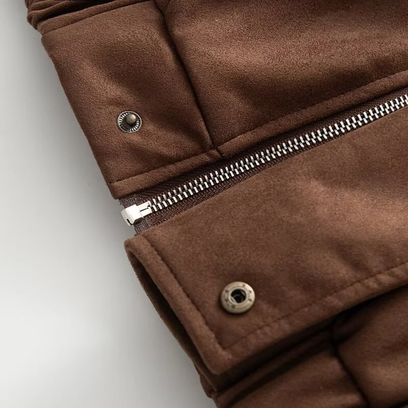 سترة DEEABAE الأمريكية الرجعية ميلارد ذات الطراز الرائع والتوابل للدراجات النارية من جلد الغزال سترة قصيرة فضفاضة