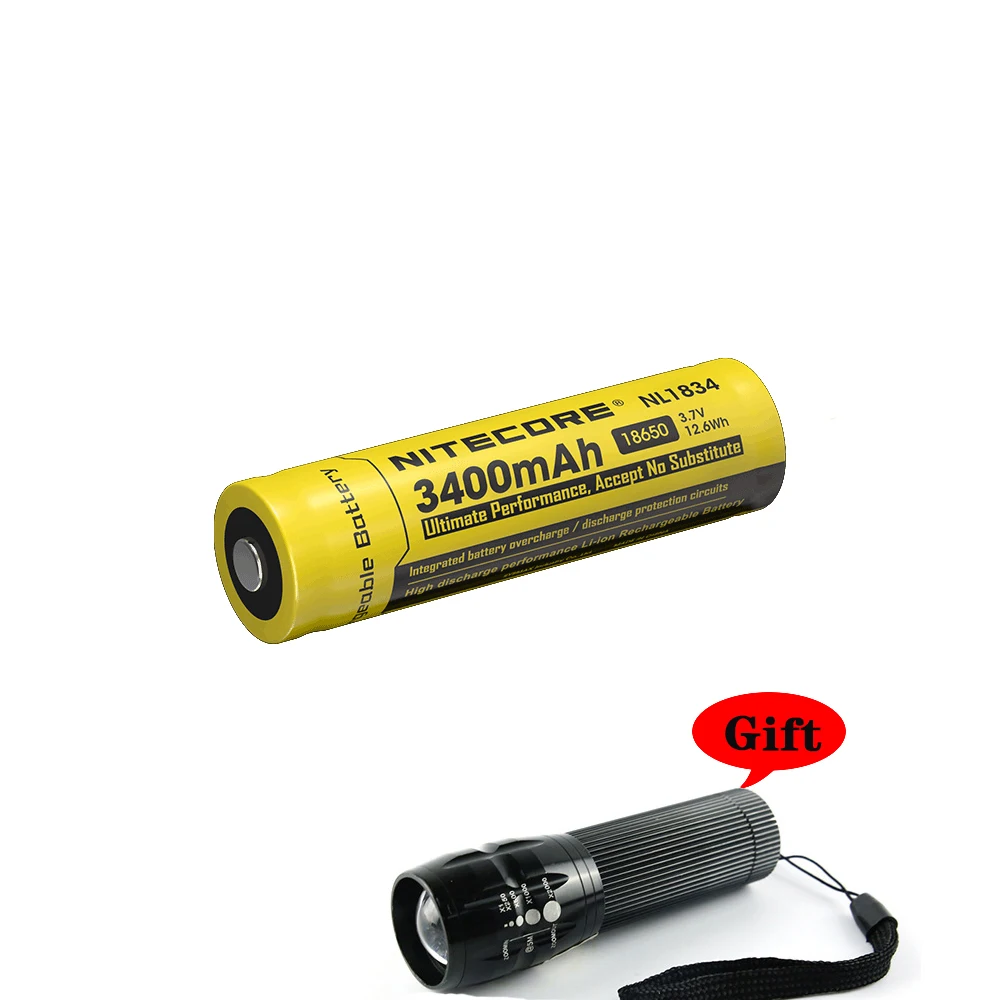 NITECORE NL1834 3400mAh 3.7V 12.6Wh Flashlight Battery High-Performance Li-ion Rechargeable Battery With Free Flashlight