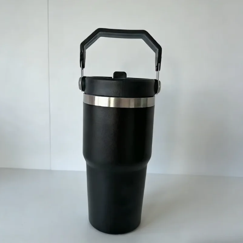 Garrafa Térmica Aço Inoxidável 600ml 900ml Alça e Tampa Flip Manutenção de Temperatura para Trabalho Academia e Viagens