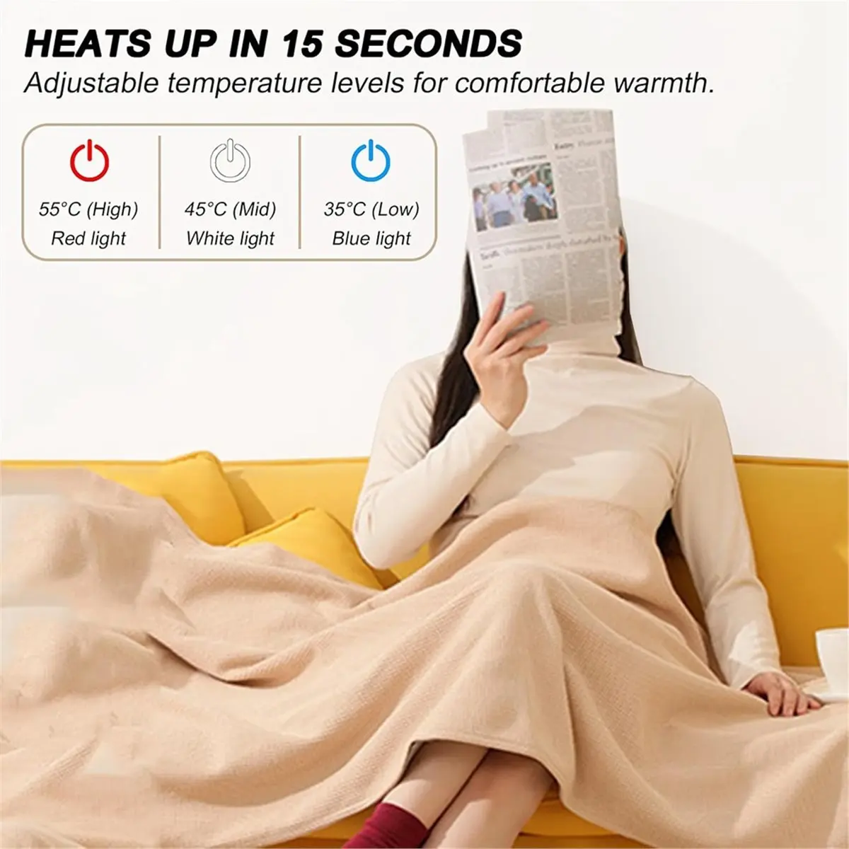 2026 Trend Portable Heated Blanket USB Rechargeable Heated Blanket, Wearable Heating Blanket with Zipper for Camping Home