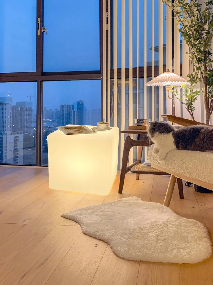 Floor Lamp Living Room  Table Cream Style Side Table Coffee Table Storage Integrated Design Luminous Bedroom Environment Lamp