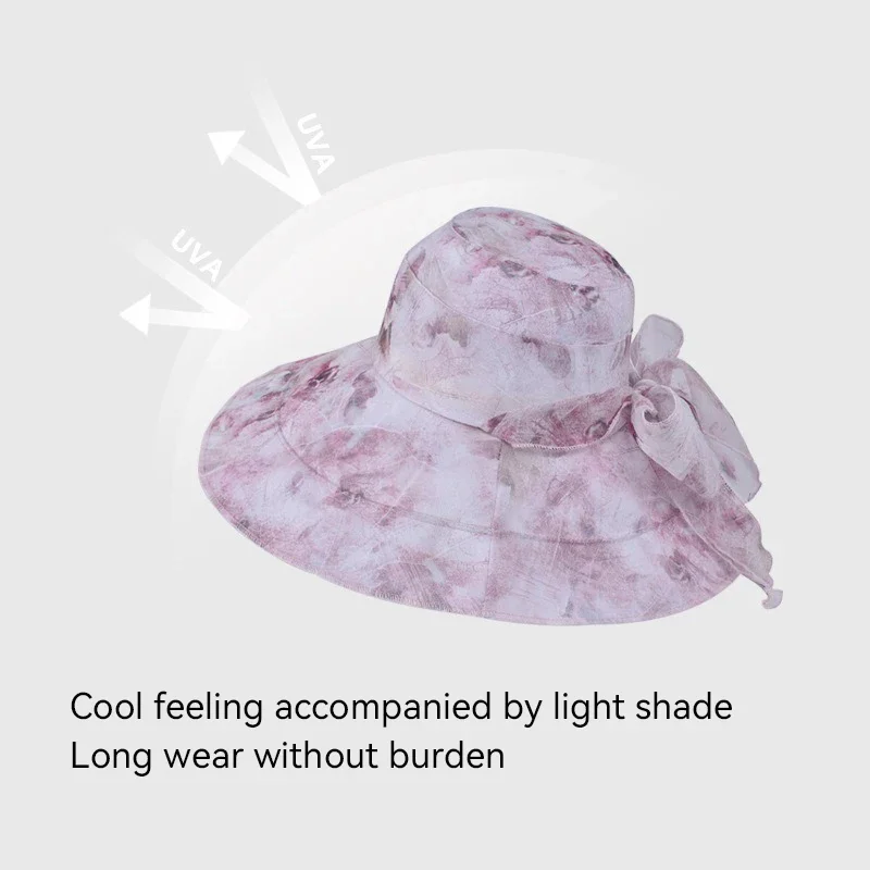 Summer large brimmed sun block mom hat outdoor outing breathable beach sun hat Fashion bow shade hat lady