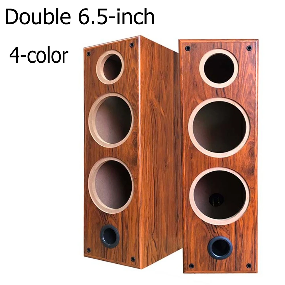 1pcs Double 6.5-inch three-way speaker empty shell box independent bass chamber wooden speaker DIY assembly