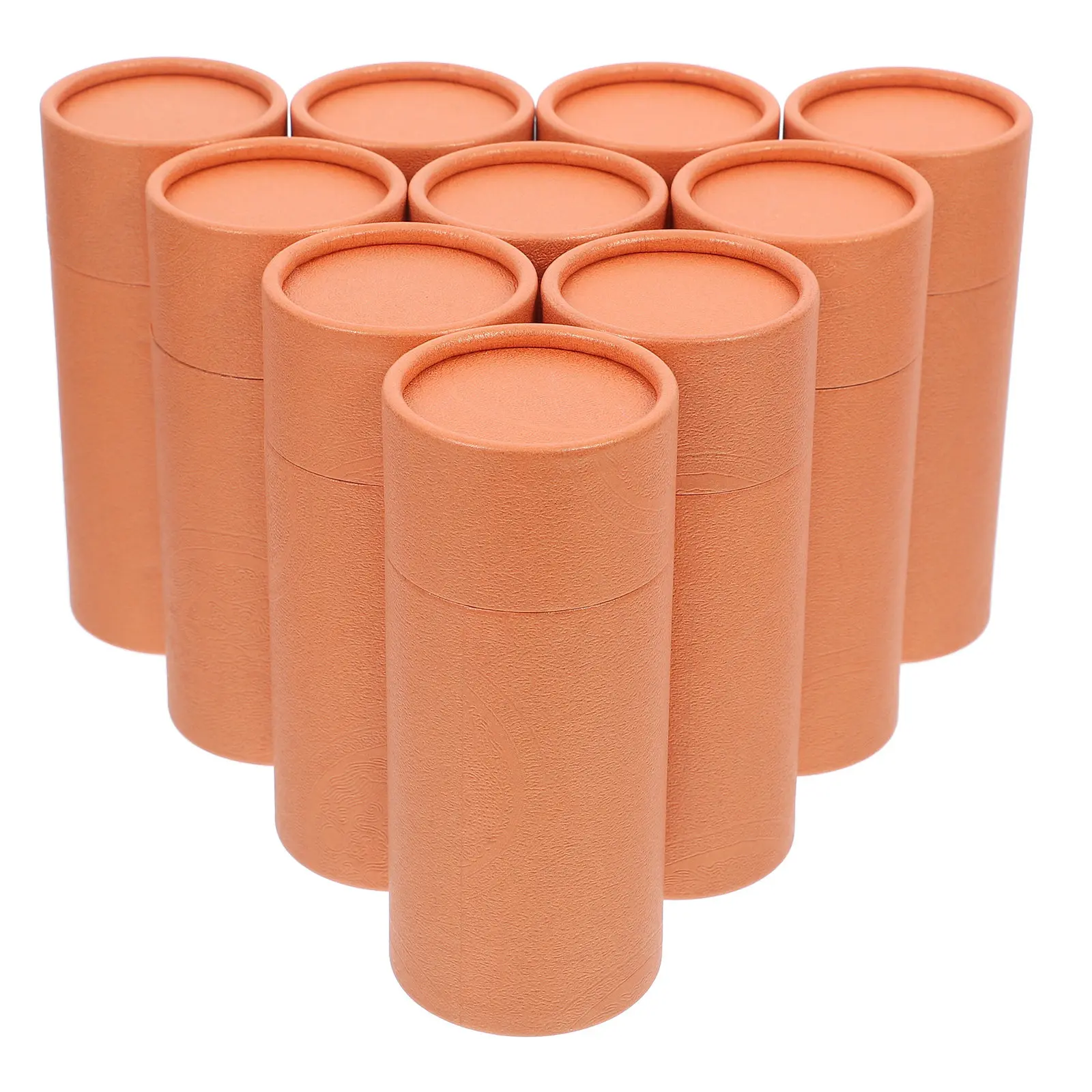 10Pcs 50Ml Compact Pink Paper Cylindrical Tea Canister Kraft Tube Box with Lid Tea Bag Storage Organizer Essential Oil Bottle