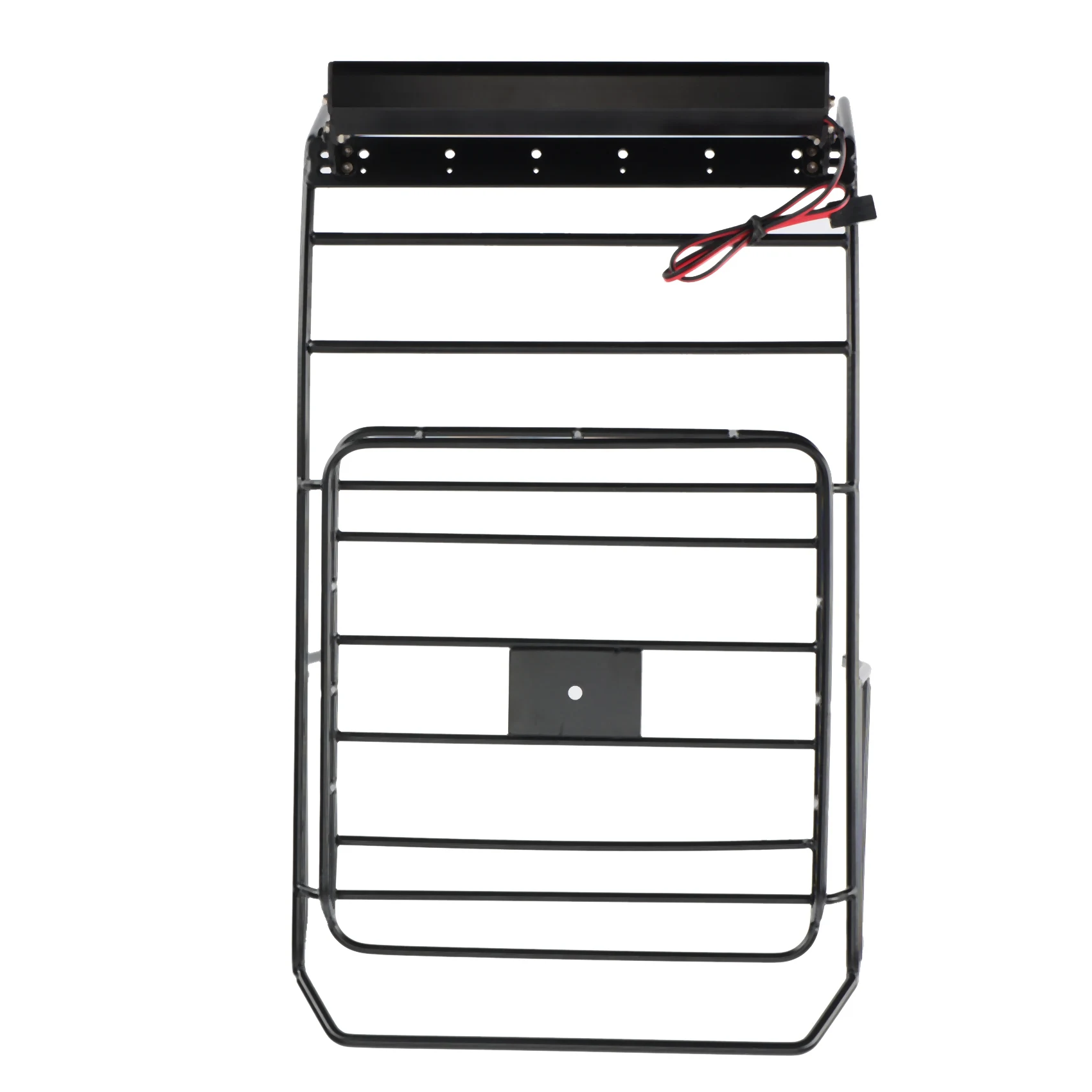 YSUN – Barre de toit en métal, cage de protection et plateau de chargement avec barre lumineuse à LED pour voiture tout-terrain RC 1/10, compatible avec le châssis Axial SCX10 Jeep Wrangler.
