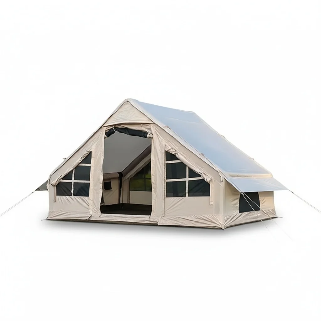 4 Person Inflatable Tent, 3x2.2x1.9m Waterproof Quick Opening Camping Tent, Oxford Fabric Chapiteau Tent with Canopy, Outdoor