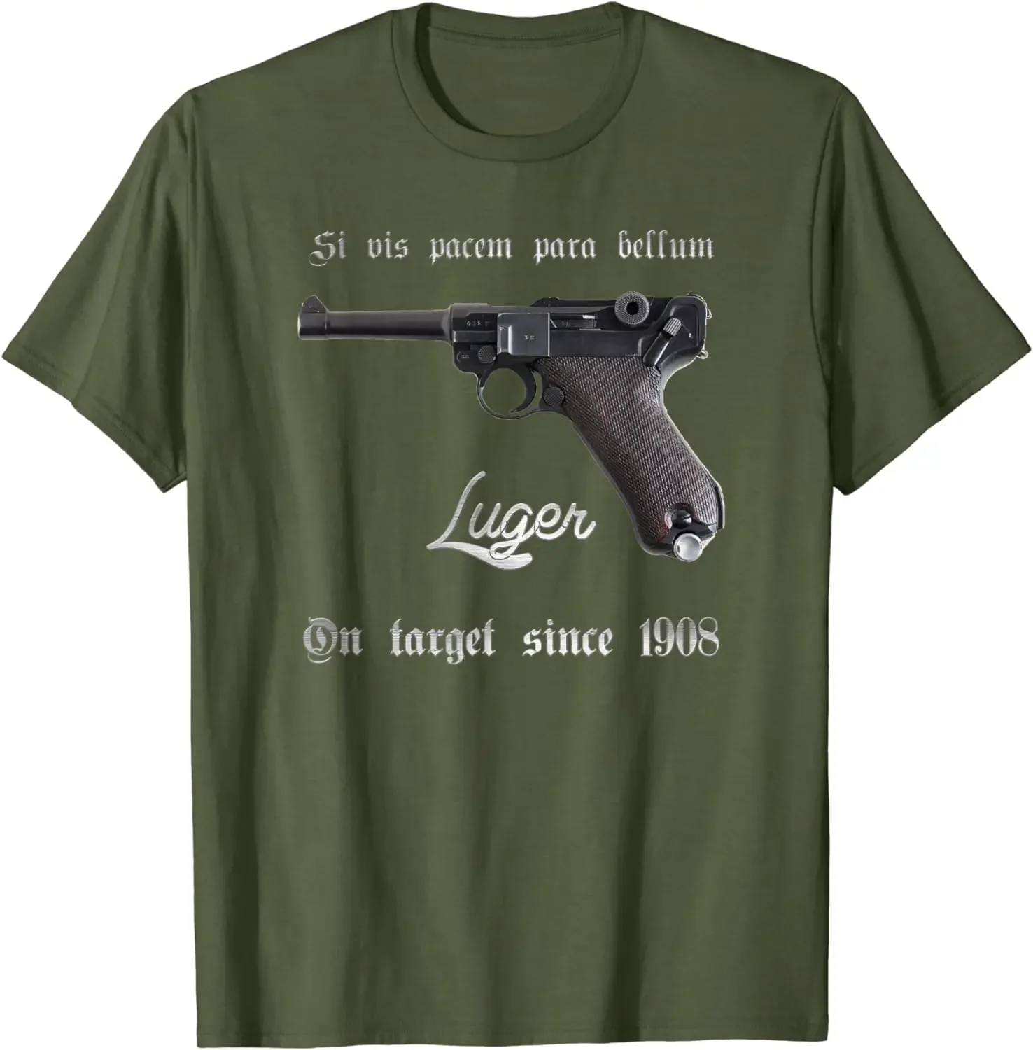 German Mauser P08 9mm Luger Pistol T-Shirt 100% Cotton O-Neck Summer Short Sleeve Casual Mens T-shirt Size S-3XL