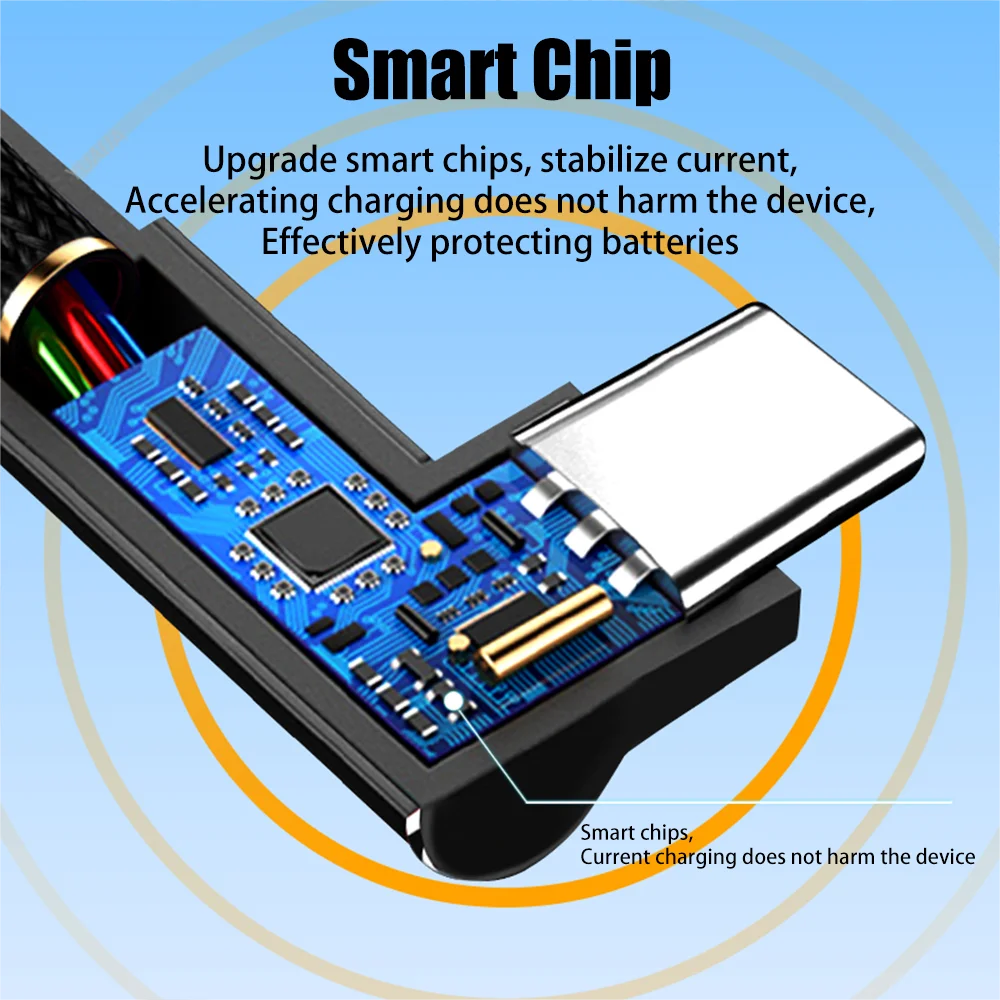 Expand 3m 5-meter Elbow USB C 6A Fast Charging Type C Data Cable for Huawei,Xiaomi,Samsung,Google,Apple MACBOOK iPad Air Game
