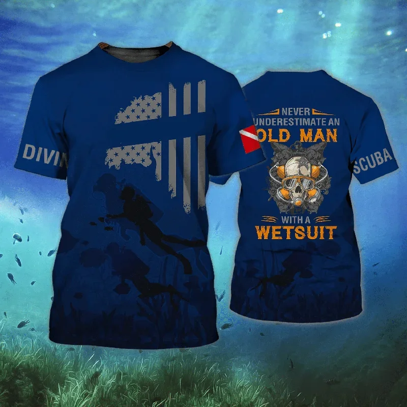 Diving Series Graphic T Shirts For Men Summer O-neck T-shirt Casual Short Sleeve Oversized Tops Fashion Streetwear Mens Clothes