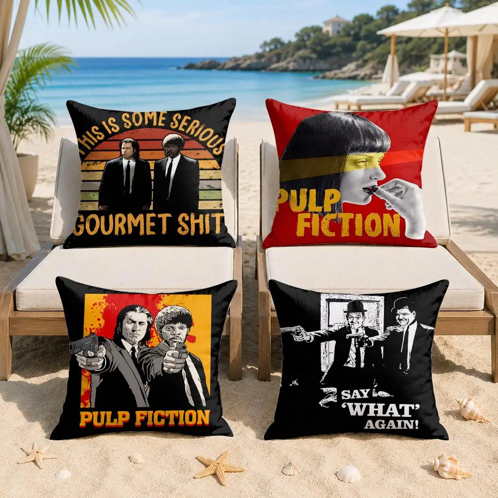 P-Pulp Fiction TV Show Cushion Cover Silky Short Plush Invisible Zipper Dustproof Sofa Pillow Case For Home Decor