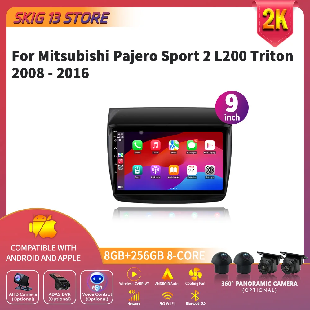 

Автомобильный радиоприемник мультимедиа Android 14 для Mitsubishi Pajero Sport 2 L200 Triton 2008-2016 Carplay 4G GPS 2 Din экран головное устройство стерео