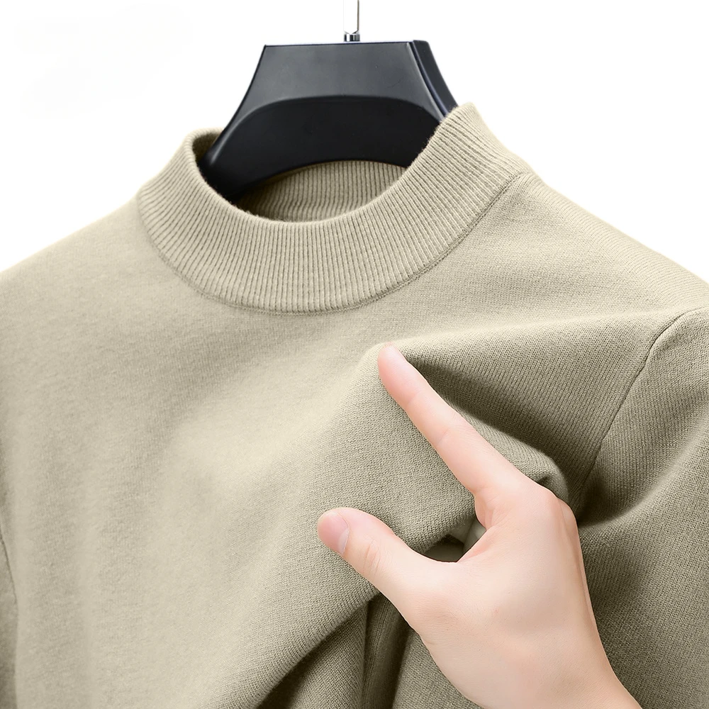 

Autumn Mens Half Turtleneck Sweater Mock Neck Knitted Sweaters Solid Color Pullovers Breathable Warm Winter Outdoor Streetwear