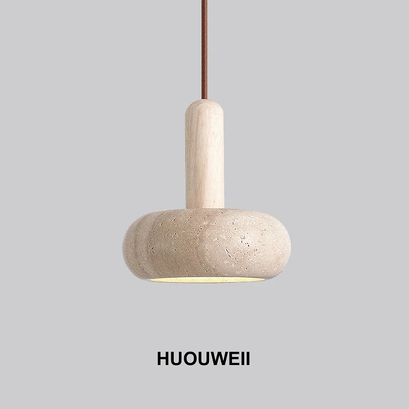 

Yellow Travertine Wabi-sabi Style Restaurant Chandelier Nordic Log Bedside Cream Atmosphere Lamp Fixture
