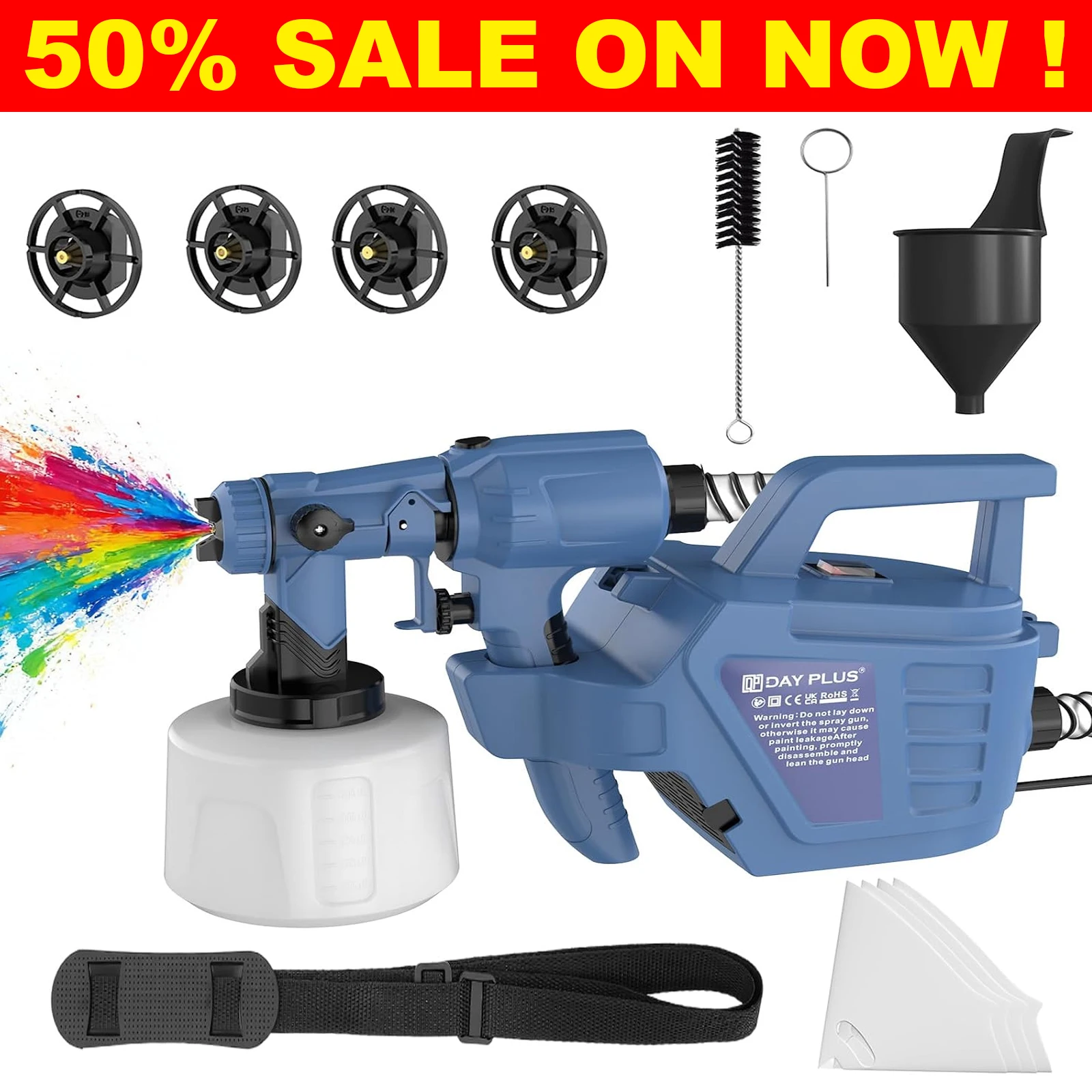 Spruzzatore elettrico da 3800W per recinzioni e verniciatura di pavimenti | Cavo da 3m + Tubo da 2,5m per un facile spostamento | 4 ugelli e contenitore rimovibile da 1300 ml, ideale per