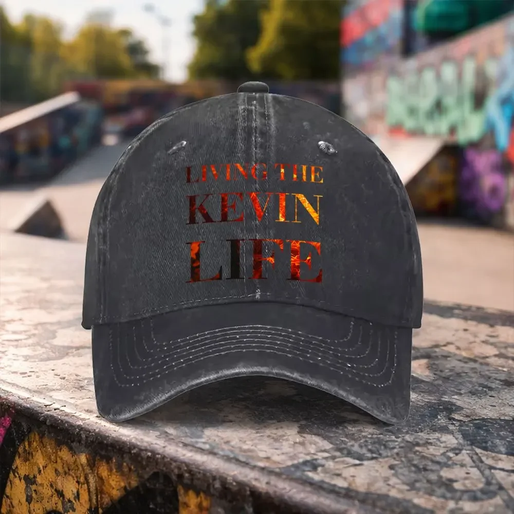 1pc 1pcs LIVING THE KEVIN LIFE Print Washed Duckbill Baseball Cap - Adjustable Unisex Hat Suitable for Outdoor Sports, Casual We