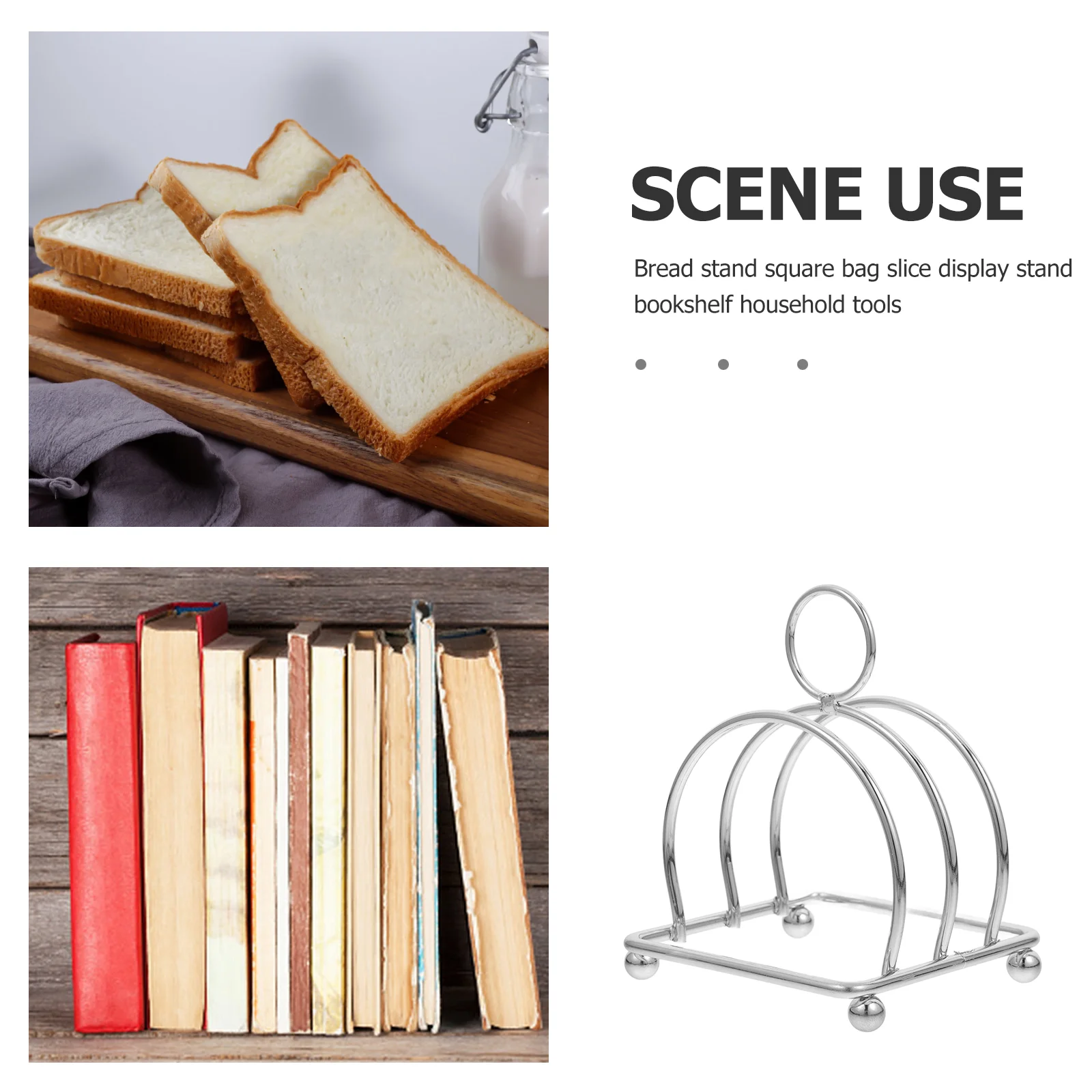 Stainless Steel Bread Rack Toast Racks Holder Bookshelf Kitchen English Style Stand