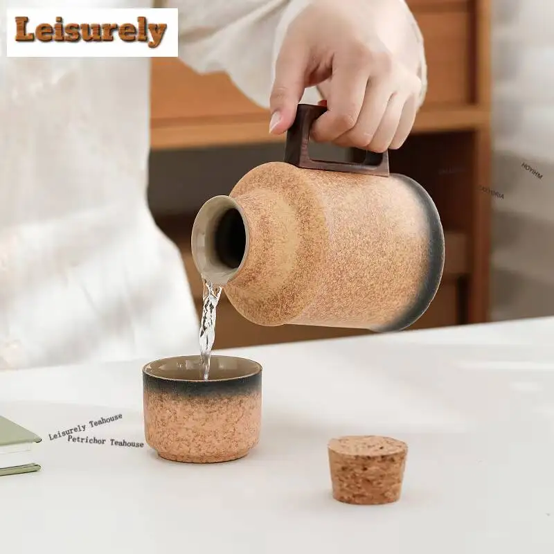 600ml Bluestone Glaze Teapot Antique Tea Infuser Pot Tea Making Kettle With Strainer Flower Tea Cafes Accessories Collection