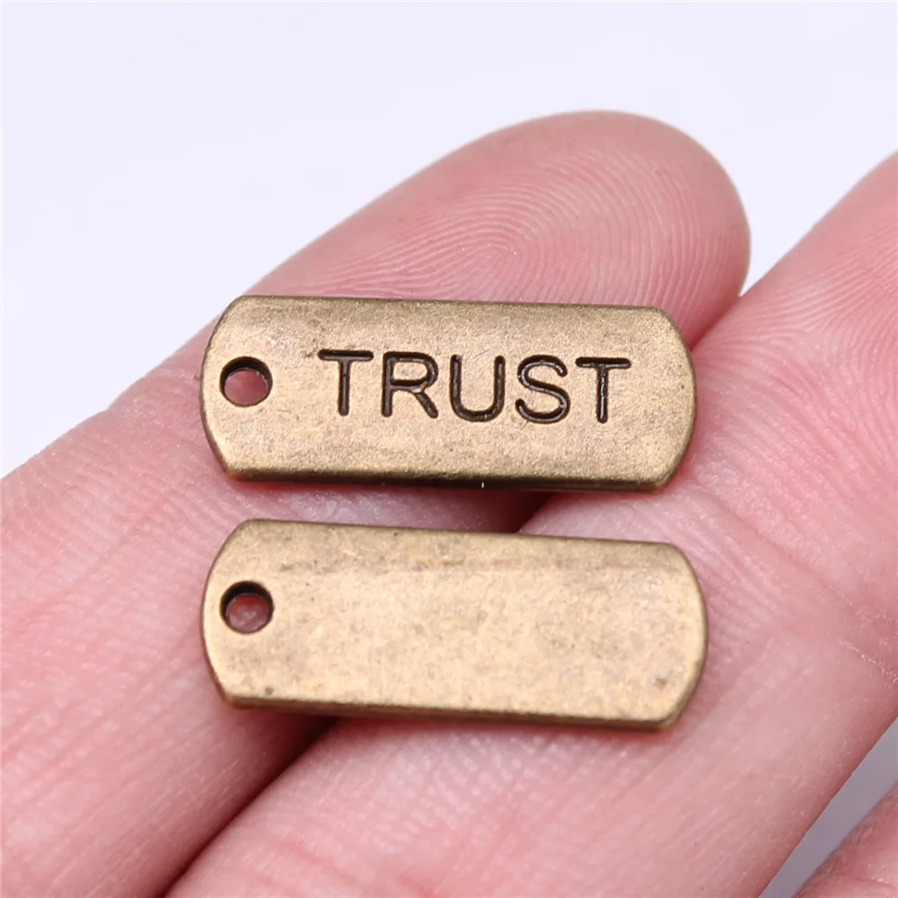 10pcs Antique Bronze Color Inspire Words LOVE HOPE FAITH BLESSED TRUST DREAM BRAVE FEARLESS Charms For Jewelry Making