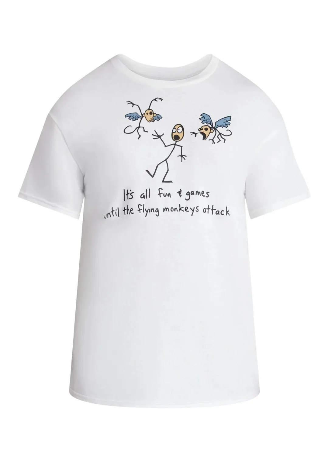 Men's It's All Fun and Games Until the Flying Monkeys Attack White T-Shirt