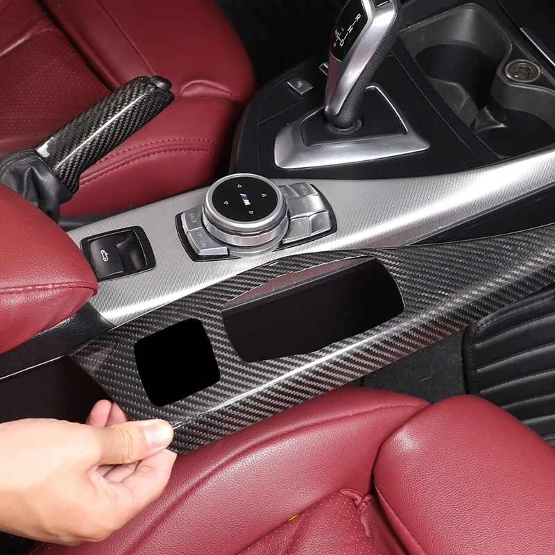 

Для BMW 2 серии F22 F23 2014-2019 настоящее углеродное волокно, центральная консоль автомобиля, мультимедийная кнопка, наклейка, панель, автомобильные аксессуары