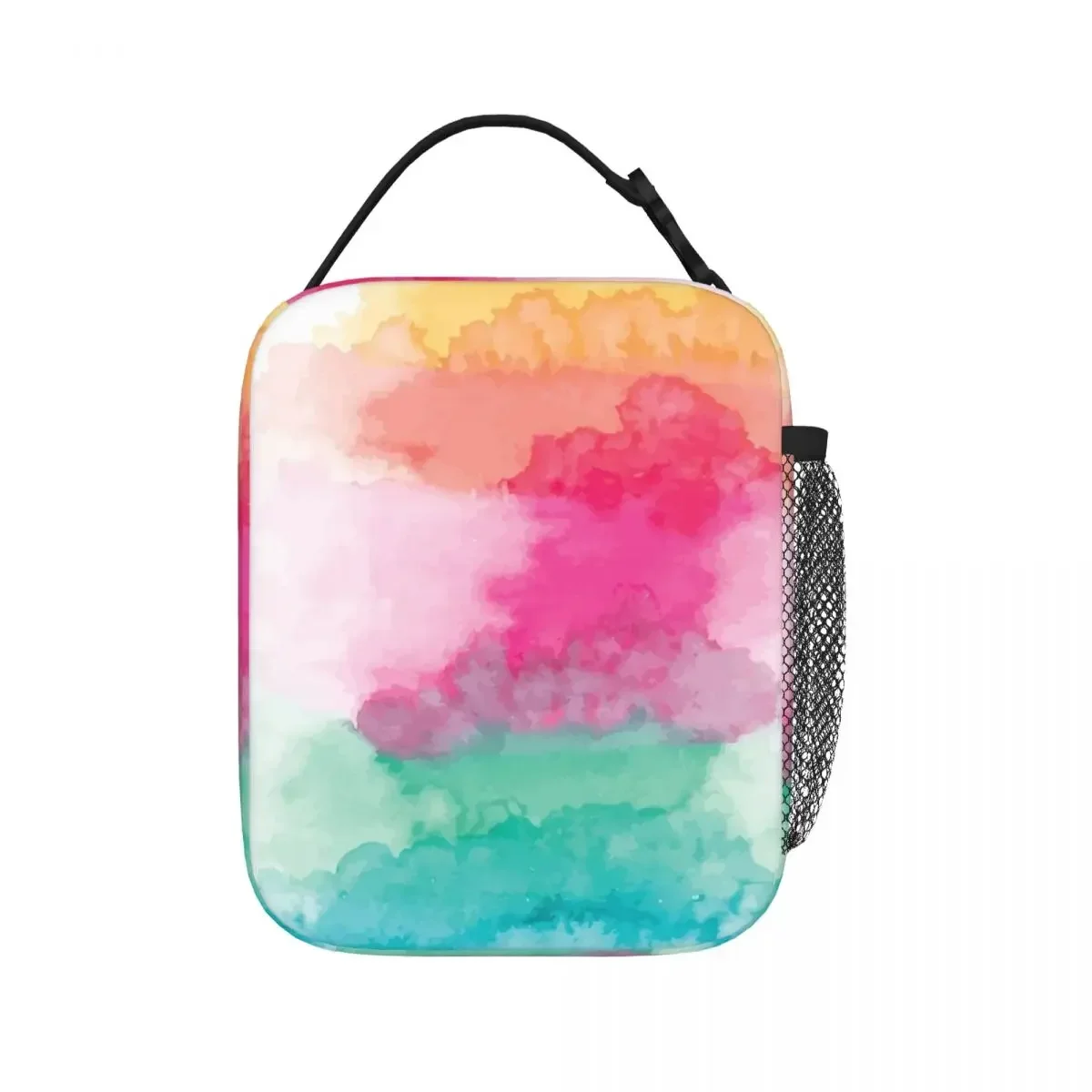 Watercolor Rainbow Blend Insulated Lunch Bags Waterproof Picnic Bags Cooler Lunch Box Lunch Tote for Woman Work Children School