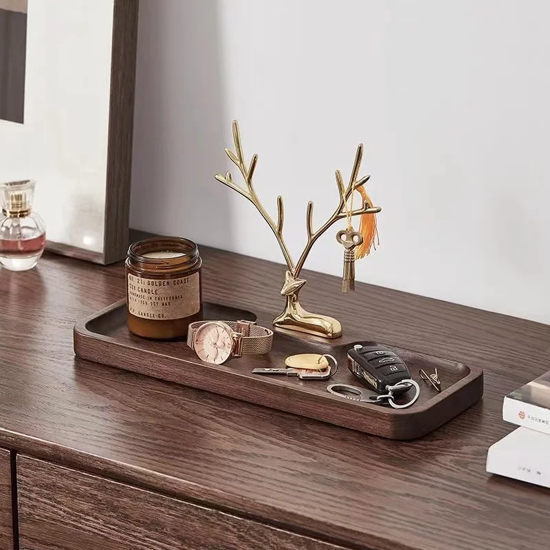 

Поднос для хранения входных ключей из цельного дерева, креативное роскошное хранилище для мелочей, деревянная полка-органайзер, ящик
