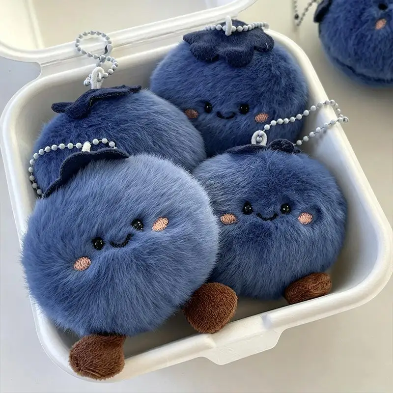 Worry Free Lucky Blueberry Fruit Plush Doll Keychain 1Pcs Bag Charm Backpack Pendant Soft Stuffed Toy For Bag Decor Gift