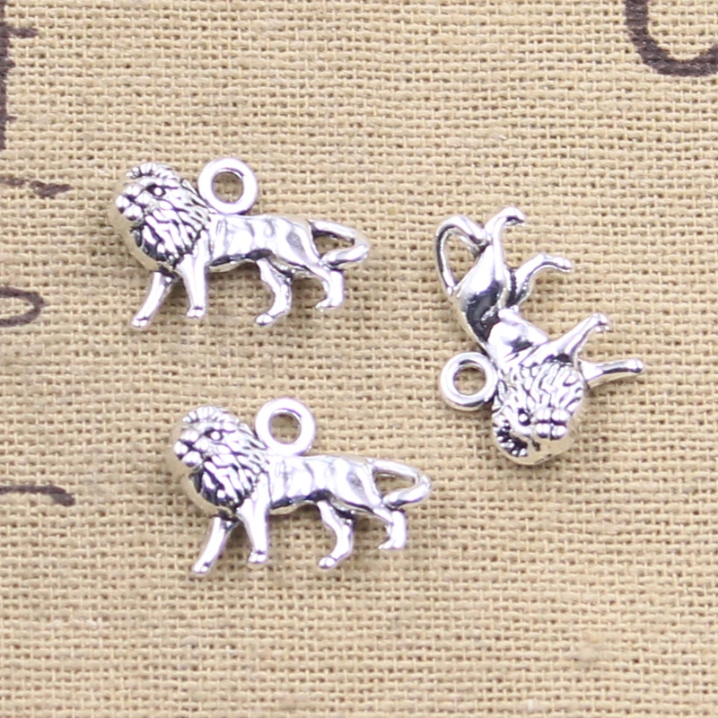 20 sztuk Charms zwierząt lew 12x18mm antyczne srebro kolorowe wisiorki DIY rzemiosło dokonywanie ustaleń Handmade biżuteria tybetańska