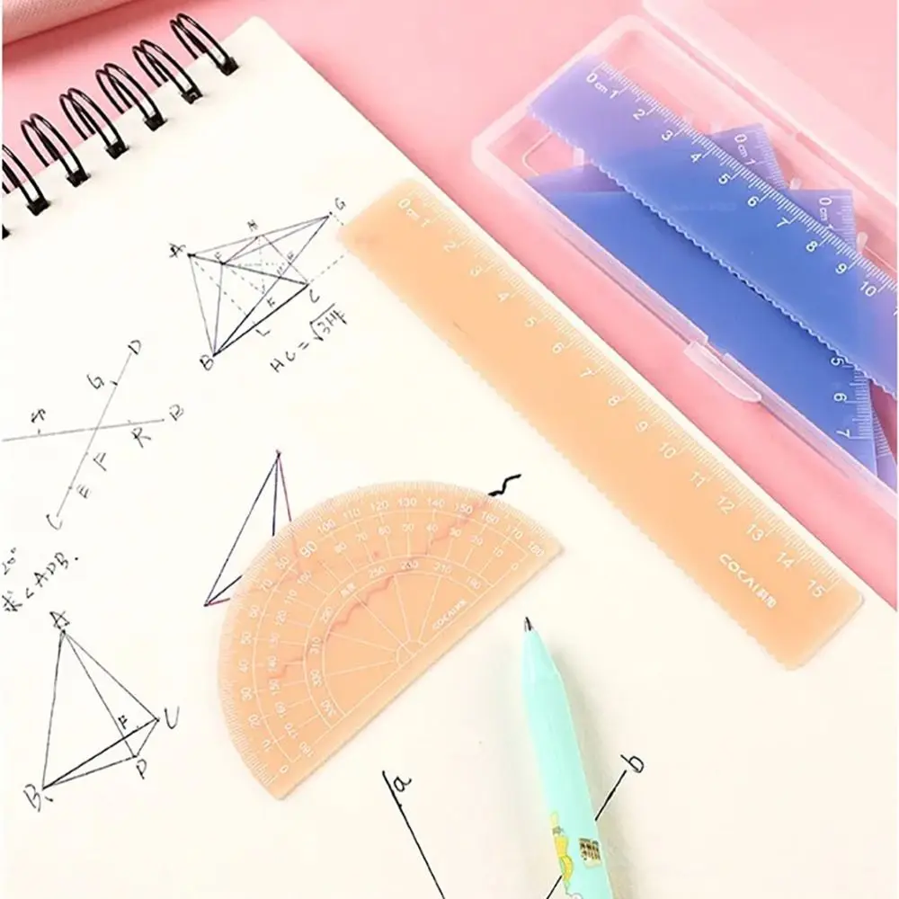 

4 шт. новый набор пластиковых линеек ярких цветов 15 см треугольная линейка канцелярские школьные принадлежности инструмент для рисования