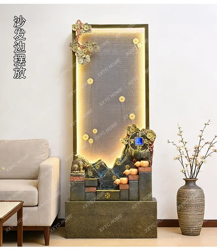 HJ  Large water curtain wall circulating water landscape floor-to-ceiling living room entrance ornament opening housewarming gi