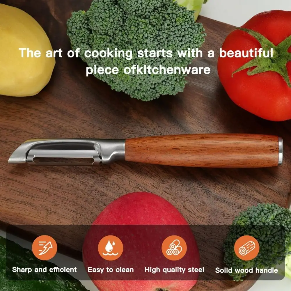 Premium Kitchen Peeler Multi-functional Stainless Steel Fruit Peeler Ultra Sharp Blade Real Wood Handle Vegetable Peeler