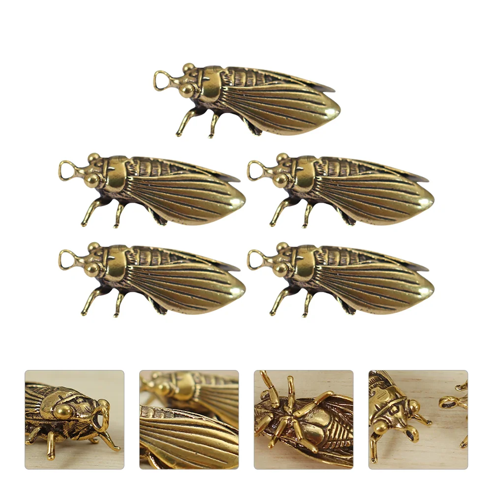 

5 Pcs Pendant Bracelet Key Chain Cicada Handicrafts Jewelry Desktop Ornaments Brass Hanging Decorations