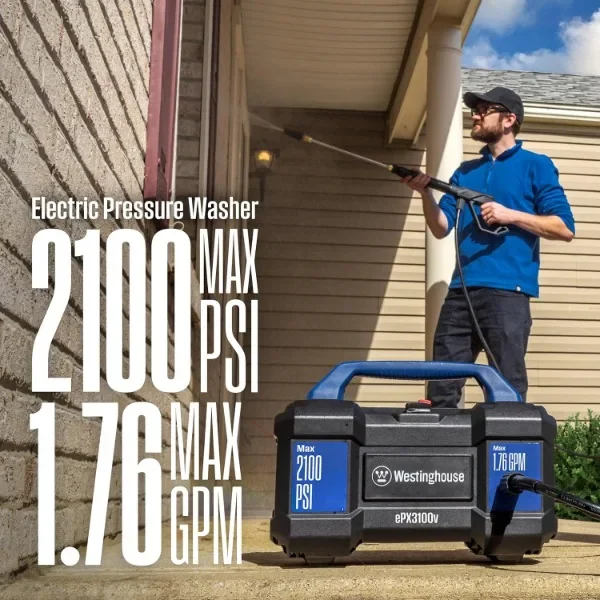 Westinghouse ePX3100v Electric Pressure Washer, 2100 Max PSI 1.76 Max GPM, Built-in Carry Handle, Detachable Foam Cannon