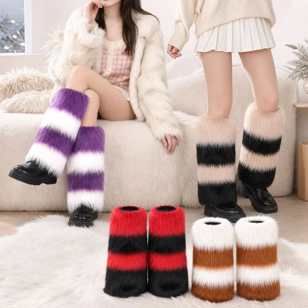 Faux Fur Faux Fur Leg Warmers Soft and Fluffy Warm Fuzzy Boot Covers Elastic Openings Comfortable Fur Boot Cuffs