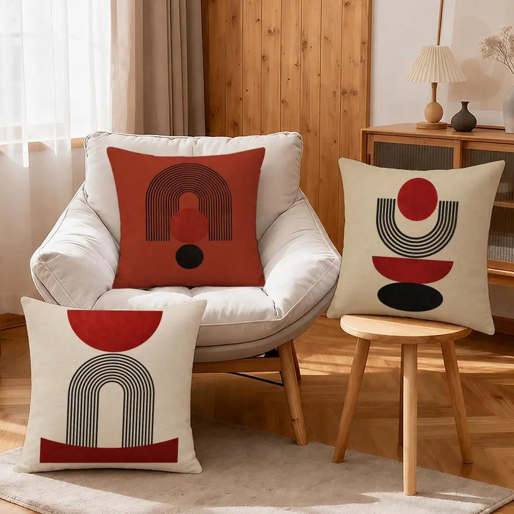 Art Modern Minimalist Cushion Cover Linen Anti-Mite Antibacterial Cushion Cover Invisible Zipper Sofa Decor