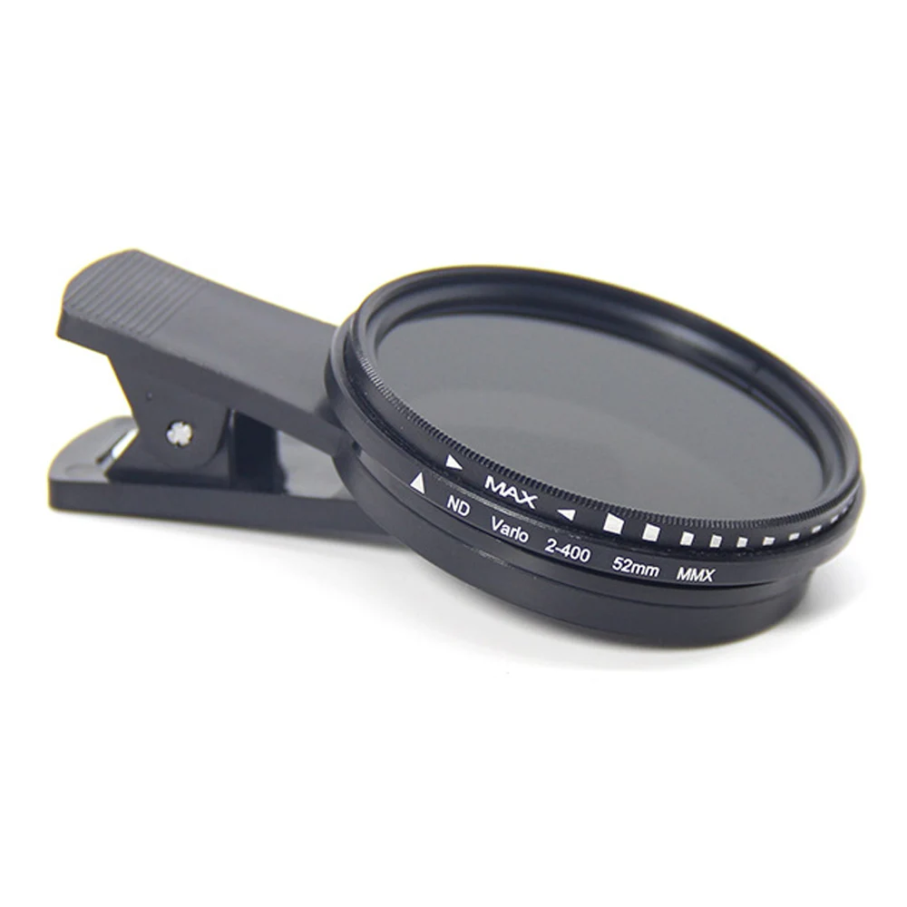 Variable ND Filter with Clip for Mobile Phone Adjustable ND2-400 52mm Solar Eclipse Camera Lens Neutral Density Filter